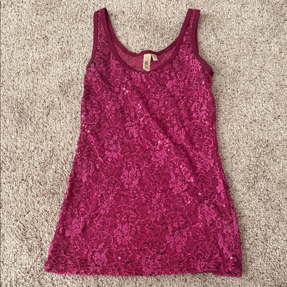 BKE Burgundy Lace Tank Top